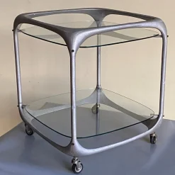 Cube Barwagen aus Gebürstetem Aluminium von Lorenzo Burchiellaro, 1970er