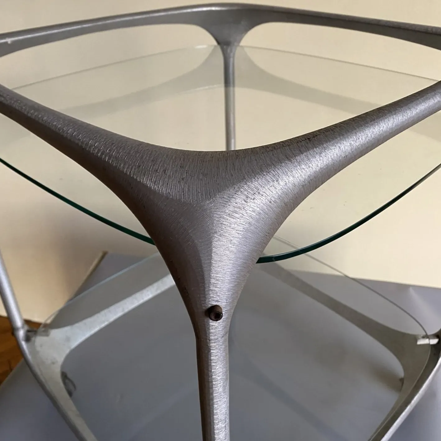Cube Barwagen aus Gebürstetem Aluminium von Lorenzo Burchiellaro, 1970er