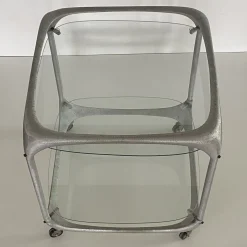 Cube Barwagen aus Gebürstetem Aluminium von Lorenzo Burchiellaro, 1970er