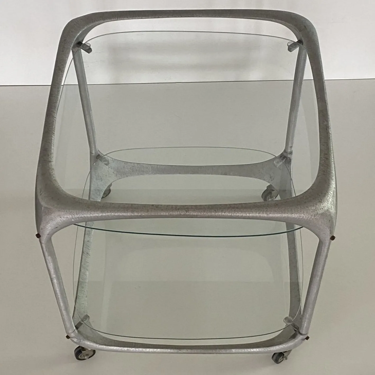 Cube Barwagen aus Gebürstetem Aluminium von Lorenzo Burchiellaro, 1970er