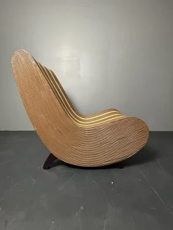 Curvy Wavy Pencil Sessel aus Rattan & Bambus, 1970er