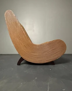 Curvy Wavy Pencil Sessel aus Rattan & Bambus, 1970er