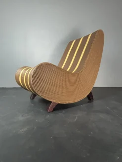 Curvy Wavy Pencil Sessel aus Rattan & Bambus, 1970er