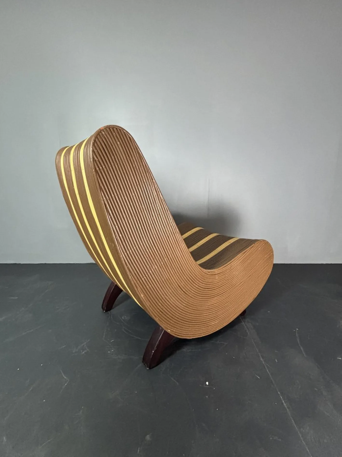 Curvy Wavy Pencil Sessel aus Rattan & Bambus, 1970er