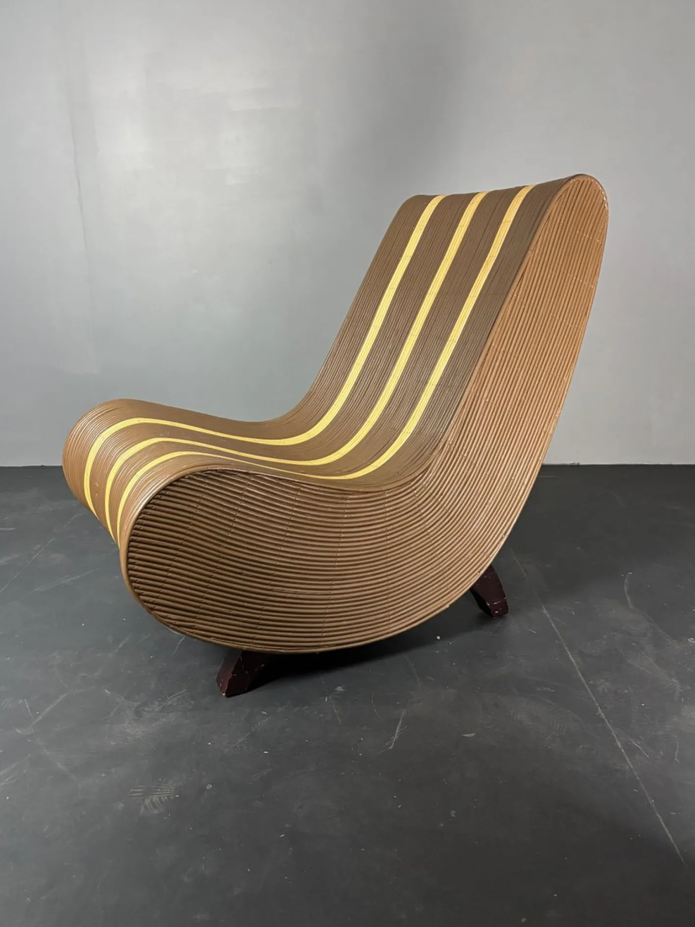 Curvy Wavy Pencil Sessel aus Rattan & Bambus, 1970er