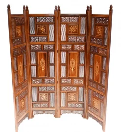 Damascan 4 Screen Panel Divider mit arabischer Intarsie