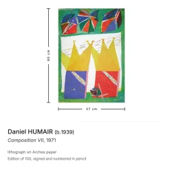 Daniel Humair, Composition VII, 1971, Lithographie