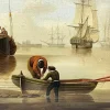 David Kleyne, Seestück mit Schiffen, Ölgemälde, gerahmt