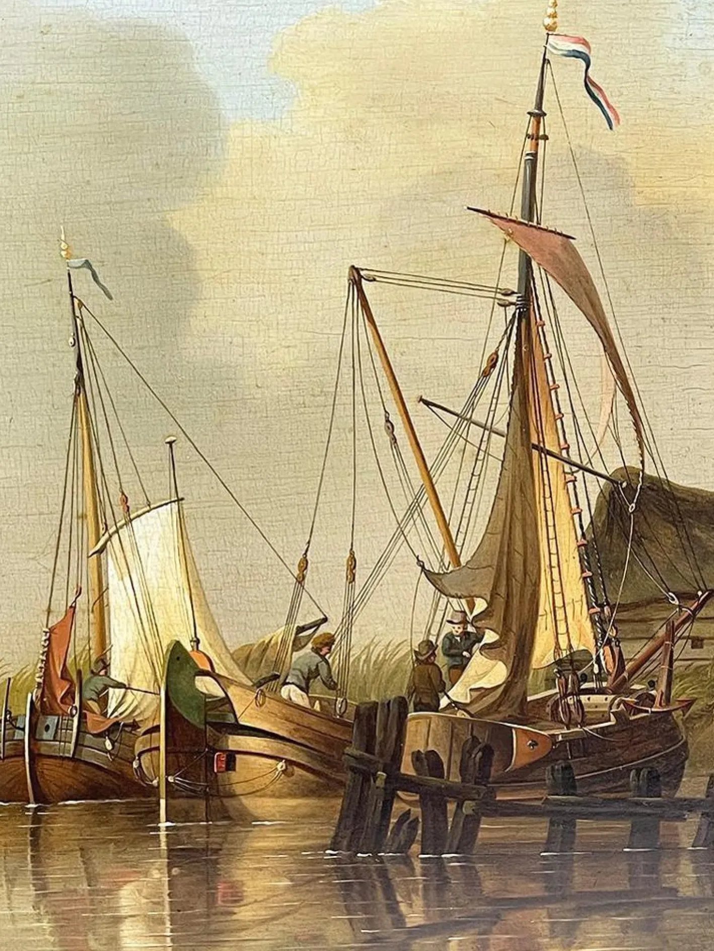 David Kleyne, Seestück mit Schiffen, Ölgemälde, gerahmt