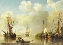 David Kleyne, Seestück mit Schiffen, Ölgemälde, gerahmt