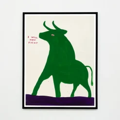 David Shrigley, I Will Not Fight, 2019, Lithographie Poster, gerahmt