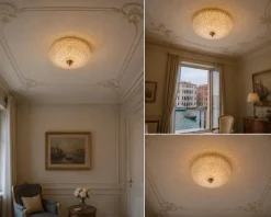 Deckenlampe mit Gold Intarsie von Borovier & Toso, 1990