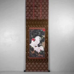 Dekorative japanische Tafel mit Hähnen, 1980er