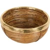 Dekorative Schale aus Rattan & Messing, Italien, 1960er