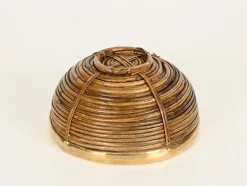 Dekorative Schale aus Rattan & Messing, Italien, 1960er