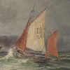 Demont, Gemälde Einfahrt in den Hafen von Rough Seas, 1890er, Öl auf Leinwand