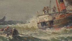 Demont, Gemälde Einfahrt in den Hafen von Rough Seas, 1890er, Öl auf Leinwand