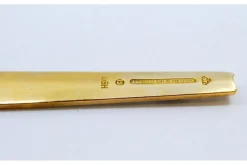 Dessertlöffel aus vergoldetem Silber mit Emaille-Weihnachtsmotiven