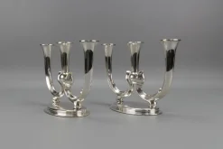 Deutsche Art Deco Kerzenhalter mit 3 Armen von WMF, 1930er, 2er Set