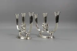 Deutsche Art Deco Kerzenhalter mit 3 Armen von WMF, 1930er, 2er Set
