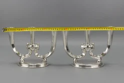 Deutsche Art Deco Kerzenhalter mit 3 Armen von WMF, 1930er, 2er Set