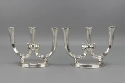 Deutsche Art Deco Kerzenhalter mit 3 Armen von WMF, 1930er, 2er Set