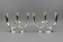 Deutsche Art Deco Kerzenhalter mit 3 Armen von WMF, 1930er, 2er Set