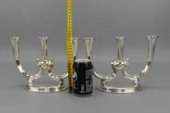 Deutsche Art Deco Kerzenhalter mit 3 Armen von WMF, 1930er, 2er Set