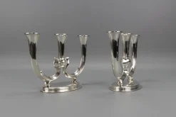 Deutsche Art Deco Kerzenhalter mit 3 Armen von WMF, 1930er, 2er Set