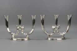Deutsche Art Deco Kerzenhalter mit 3 Armen von WMF, 1930er, 2er Set