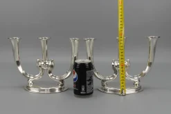 Deutsche Art Deco Kerzenhalter mit 3 Armen von WMF, 1930er, 2er Set