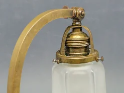 Deutsche Jugendstil Nachtlampe aus Glas & Metall, 1900er