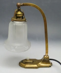 Deutsche Jugendstil Nachtlampe aus Glas & Metall, 1900er