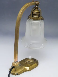 Deutsche Jugendstil Nachtlampe aus Glas & Metall, 1900er
