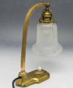 Deutsche Jugendstil Nachtlampe aus Glas & Metall, 1900er