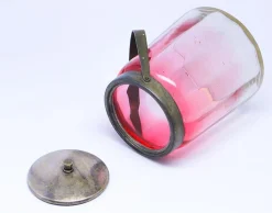 Deutsche Jugendstil Teedose aus Glas, 1920er