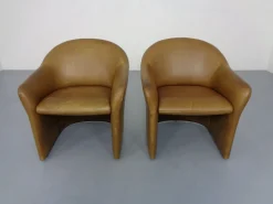 Deutsche Mid-Century Cocktailsessel aus Leder von Walter Knoll, 1960er, 2er Set