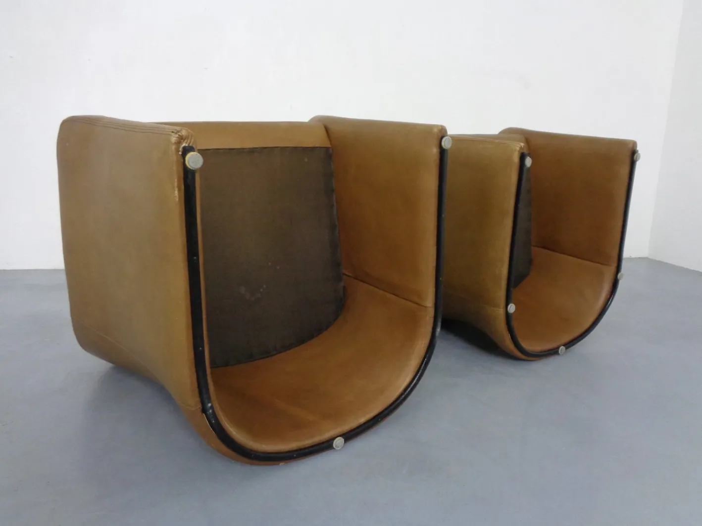 Deutsche Mid-Century Cocktailsessel aus Leder von Walter Knoll, 1960er, 2er Set
