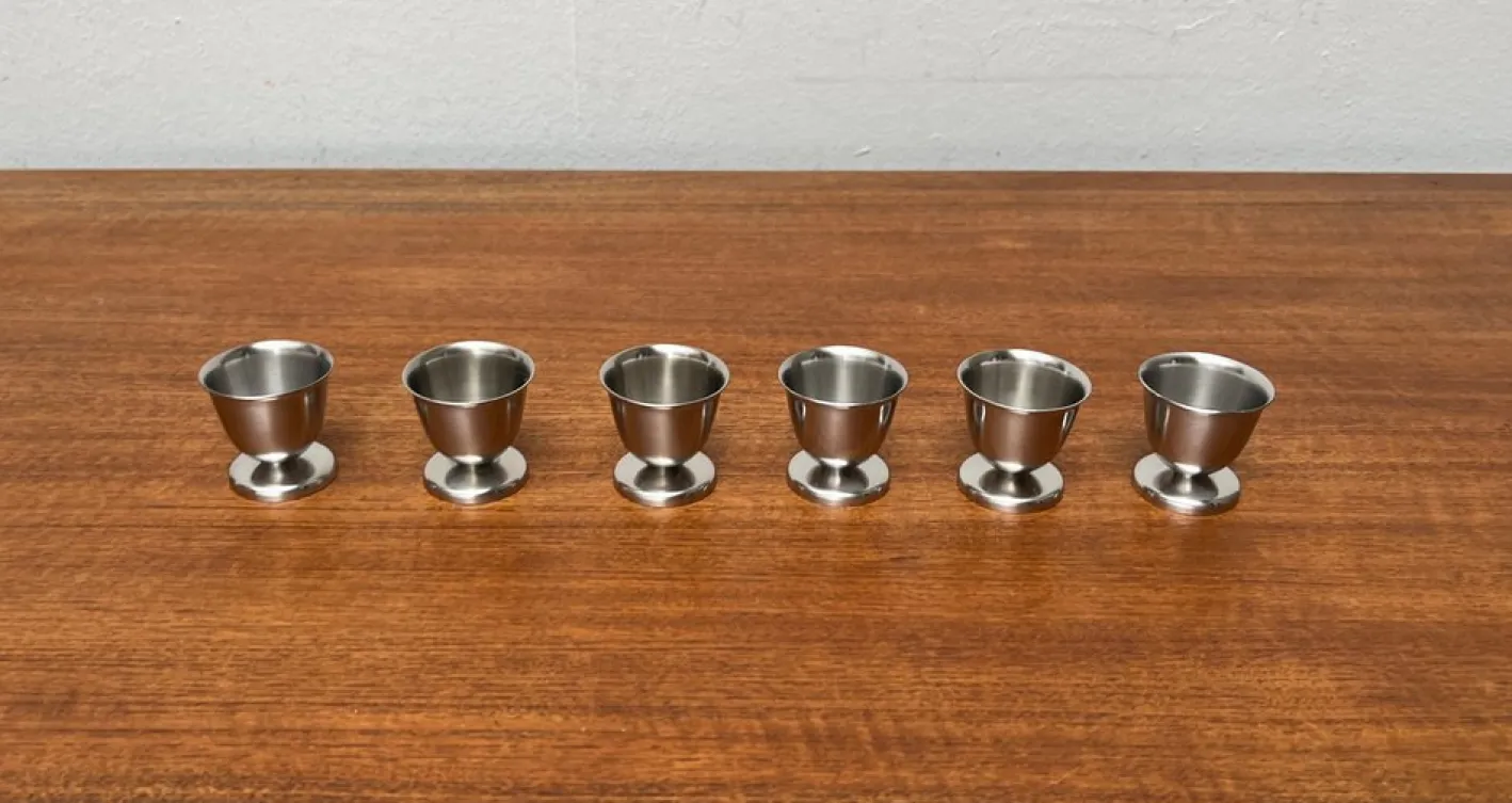Deutsche Mid-Century Eierbecher aus Cromargan von WMF, 1960er, 6 . Set
