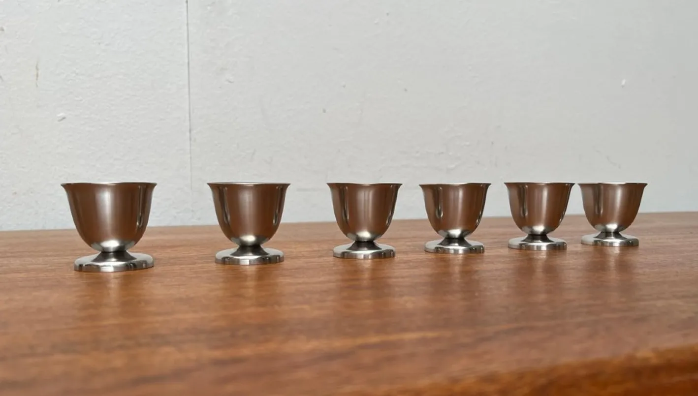 Deutsche Mid-Century Eierbecher aus Cromargan von WMF, 1960er, 6 . Set