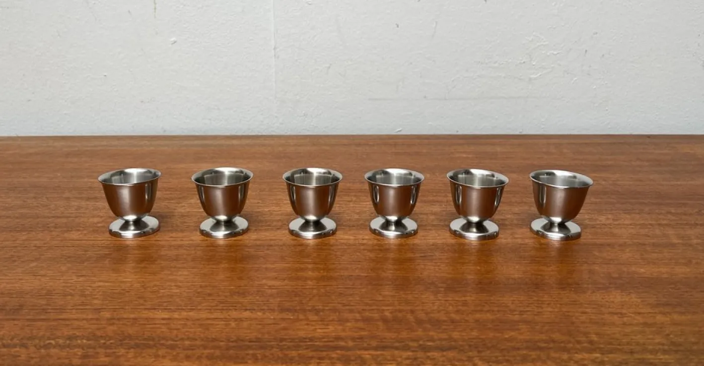 Deutsche Mid-Century Eierbecher aus Cromargan von WMF, 1960er, 6 . Set