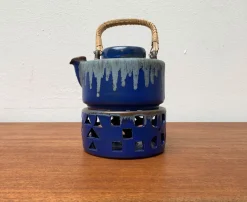 Deutsche Mid-Century Studio Keramik Teekanne mit Teewärmer von Melitta Teubner, 1960er, 2er Set