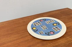Deutscher Mid-Century Kuchenteller aus Keramik mit Blumenmotiven von Limburg, 1960er