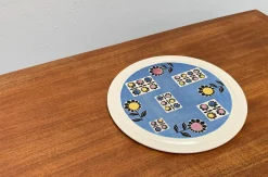 Deutscher Mid-Century Kuchenteller aus Keramik mit Blumenmotiven von Limburg, 1960er