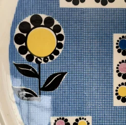 Deutscher Mid-Century Kuchenteller aus Keramik mit Blumenmotiven von Limburg, 1960er