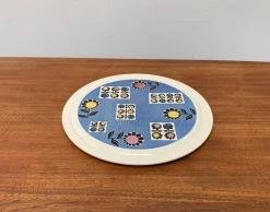 Deutscher Mid-Century Kuchenteller aus Keramik mit Blumenmotiven von Limburg, 1960er