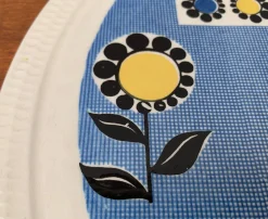 Deutscher Mid-Century Kuchenteller aus Keramik mit Blumenmotiven von Limburg, 1960er