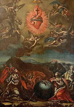 Die 4 Kontinente in der Anbetung des Heiligsten Herzens Jesu, Ende 17. Jh., Öl auf Leinwand