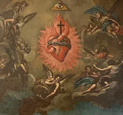 Die 4 Kontinente in der Anbetung des Heiligsten Herzens Jesu, Ende 17. Jh., Öl auf Leinwand