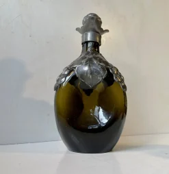 Dänische Karaffen aus Grünem Glas & Zinn, 1910er, 2er Set